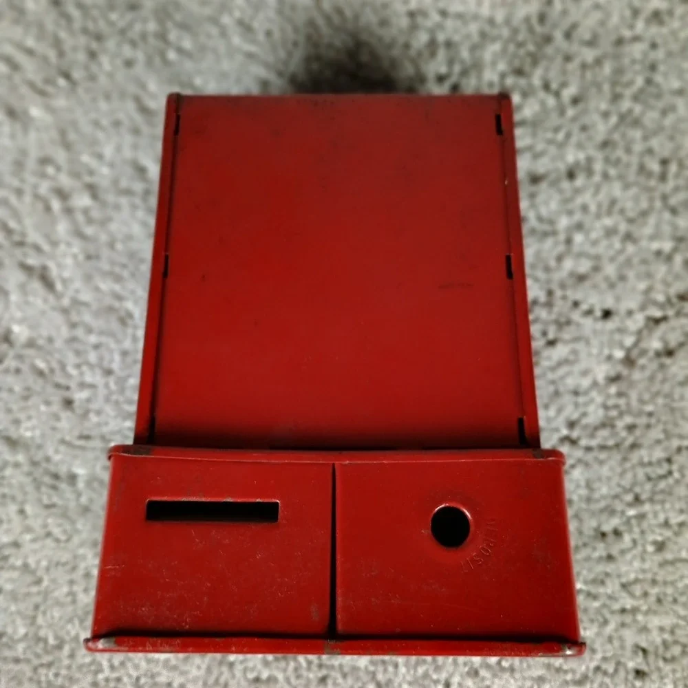 Vintage 1960s Uncle Sam's 3 Coin Register Bank Red Metal Cash Register Works